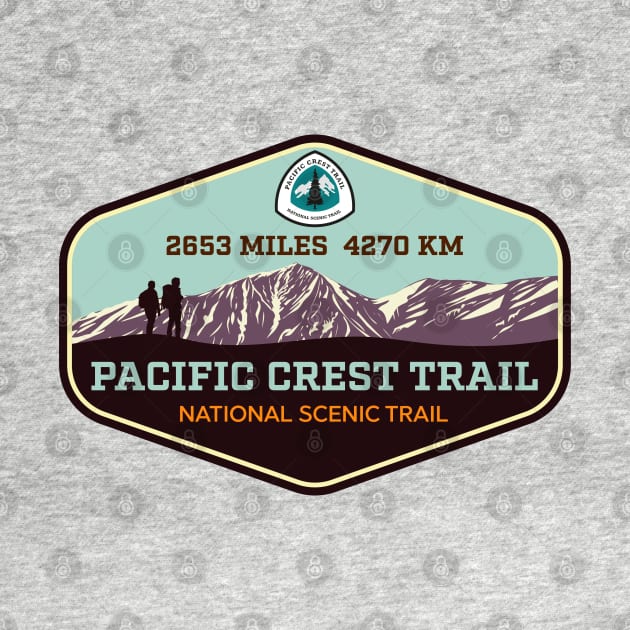 Pacific Crest Trail - California Oregon Washington - colorful trail hiking badge by TGKelly